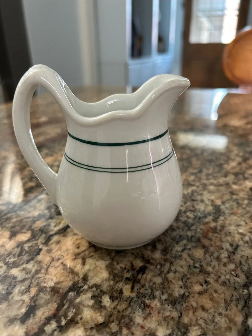 Jackson Vintage White Ceramic Creamer with Green Trim